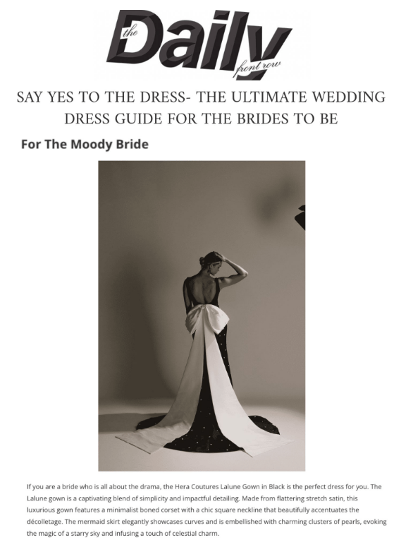 Love Inc - Hera Couture is honoured to be in Love Inc