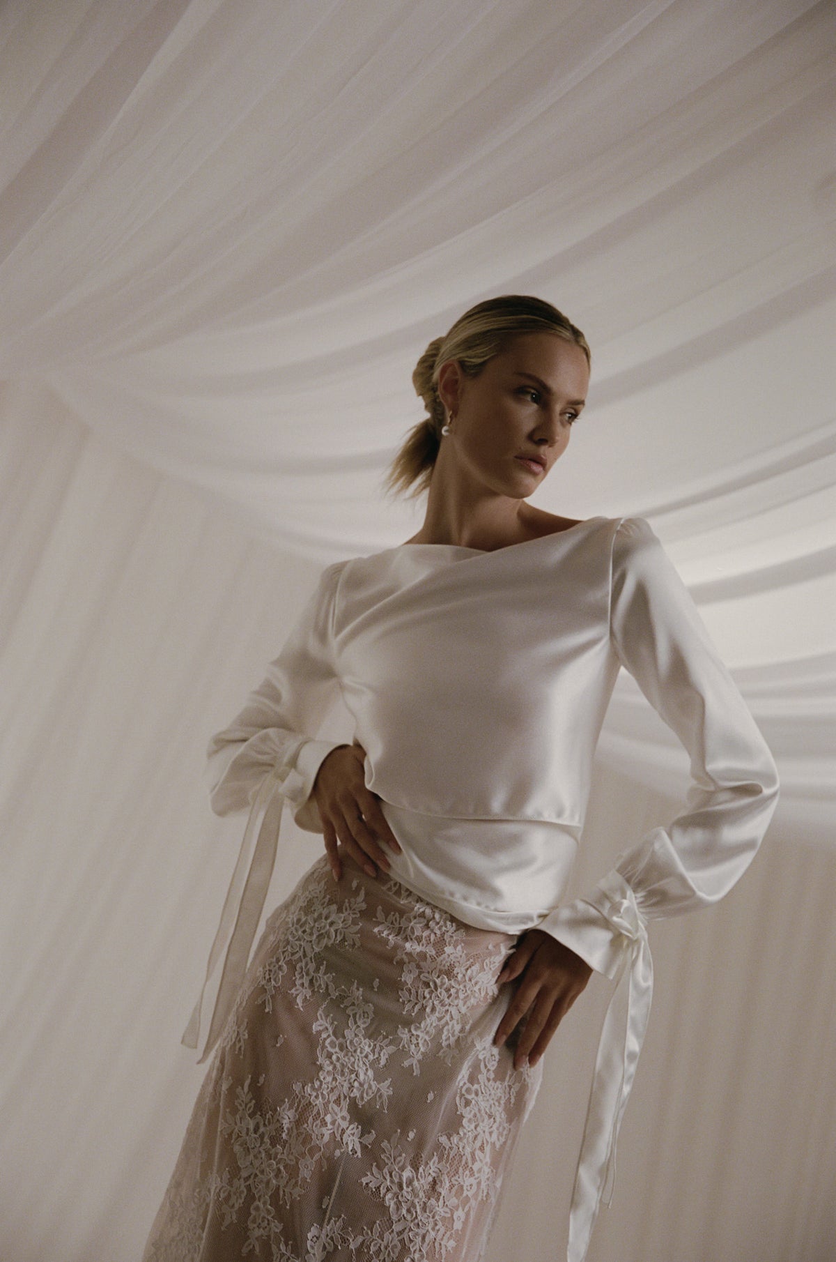 AW/27 Defiant Renaissance - satin blouse over a lace skirt