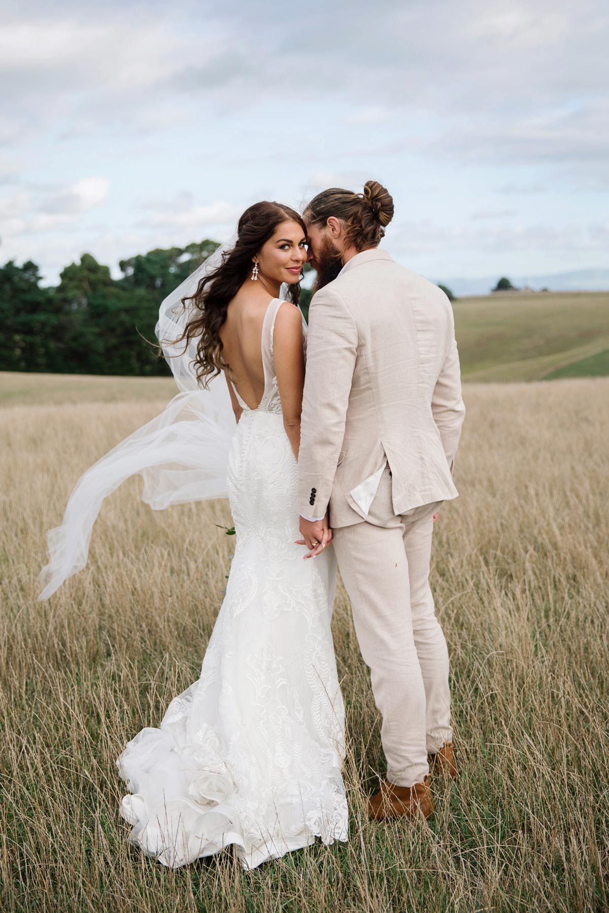 Amanda+Zane Benedetti Wedding Dress Veil V Back Magazine Cover 0727