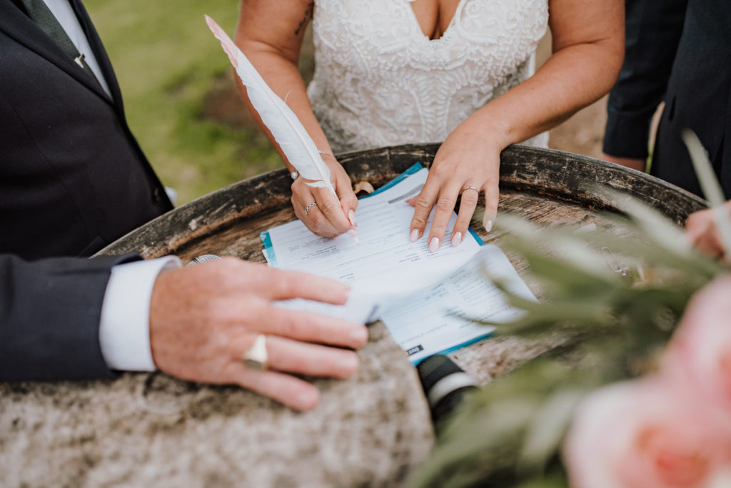 Angela+Vaughan Benedetti Wedding Dress Signing Registry