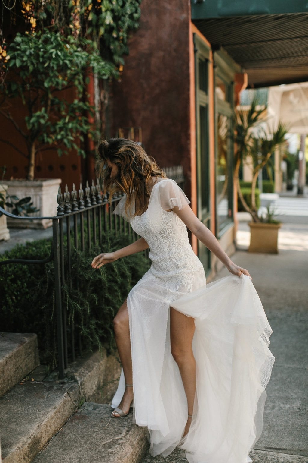05 Hera Couture Beckett Wedding Dress Standing On A Step Split